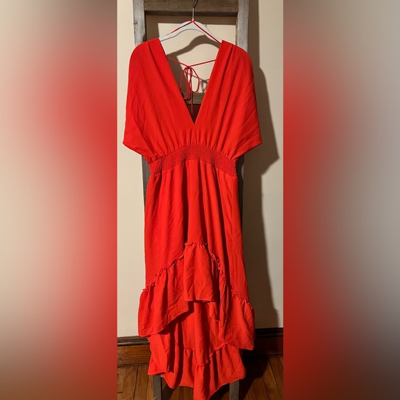 Flying Tomato Vibrant Red High Low Dress - Picture 3 of 4